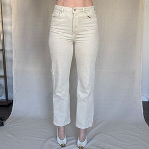 Zara Women's Straight Leg Cream Jeans